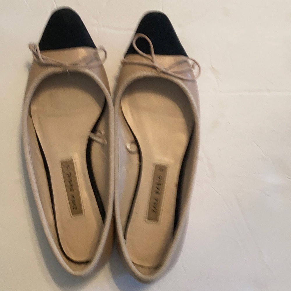 Zara Basics beige flats, black toe size 6.5